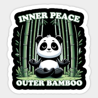 Zen Panda Meditation - Inner Peace Outer Bamboo T-Shirt Sticker